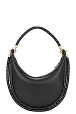 Bottega Veneta Hula Hoop Hobo Bag in Black & Muse Brass, view 3, click to view large image.