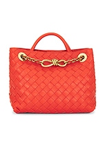 Bottega Veneta Small Andiamo Bag in Orange & Muse Brass, view 3, click to view large image.