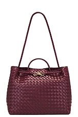 Bottega Veneta Large Andiamo Bag in Barolo & Muse Brass, view 1, click to view large image.