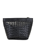 Bottega Veneta Medium Prism Pouch in Black & Gold, view 3, click to view large image.