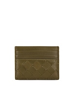 Bottega Veneta Intrecciato Card Case in Olive Oil & Gold, view 1, click to view large image.