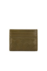 Bottega Veneta Intrecciato Card Case in Olive Oil & Gold, view 2, click to view large image.