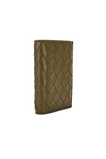 Bottega Veneta Small Intrecciato Bi-fold Wallet in Olive Oil & Gold, view 3, click to view large image.