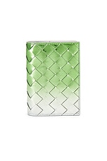 Bottega Veneta Intrecciato Passport Case in Silver & Fresh