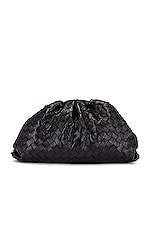 Bottega Veneta The Pouch Clutch in Black & Silver, view 1, click to view large image.