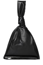 Bottega Veneta Leather Knot Bag in Black & Silver, view 1, click to view large image.