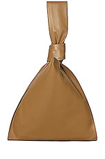 Bottega Veneta Leather Knot Bag in Caramel & Gold, view 4, click to view large image.
