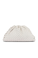 Bottega Veneta The Pouch Clutch in White & Silver, view 1, click to view large image.
