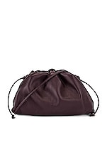 Bottega Veneta The Mini Pouch Crossbody Bag in Grape & Gold, view 3, click to view large image.