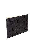 Bottega Veneta Large Cassette Flat Pouch in Black & Gold, view 4, click to view large image.