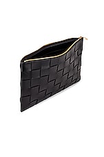 Bottega Veneta Large Cassette Flat Pouch in Black & Gold, view 5, click to view large image.