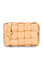 Bottega Veneta Small Padded Cassette Bag in Almond & Gold, view 1, click to view large image.