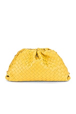 Bottega Veneta Woven The Pouch Clutch in Buttercup & Gold, view 1, click to view large image.