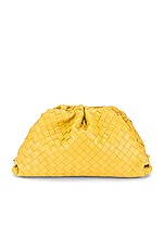 Bottega Veneta Woven The Pouch Clutch in Buttercup & Gold, view 3, click to view large image.
