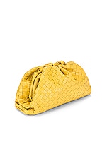 Bottega Veneta Woven The Pouch Clutch in Buttercup & Gold, view 4, click to view large image.