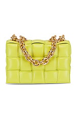 Bottega Veneta Chain Cassette Bag in Seagrass & Gold, view 3, click to view large image.
