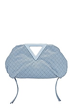 Bottega Veneta Nylon Triangle Handle Pouch in Bubble & Silver, view 1, click to view large image.