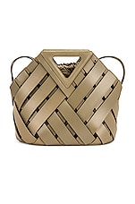 Bottega Veneta Triangle Handle Tote in Taupe & Gold, view 1, click to view large image.