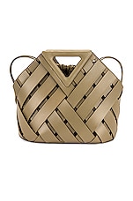 Bottega Veneta Triangle Handle Tote in Taupe & Gold, view 3, click to view large image.