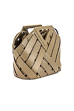 Bottega Veneta Triangle Handle Tote in Taupe & Gold, view 4, click to view large image.