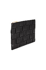 Bottega Veneta Small The Cassette Flat Pouch in Black & Gold, view 4, click to view large image.