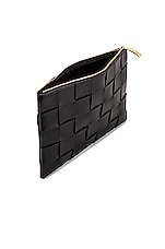 Bottega Veneta Small The Cassette Flat Pouch in Black & Gold, view 5, click to view large image.
