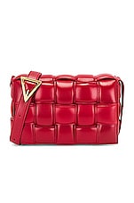 Bottega Veneta Padded Cassette Bag in Dark Red & Gold, view 3, click to view large image.