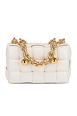 Bottega Veneta Sphere Chain Bag in White & Gold, view 3, click to view large image.