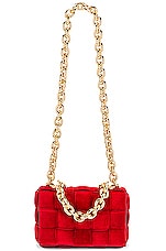 Bottega Veneta Chain Cassette Bag in Dark Red & Gold, view 1, click to view large image.