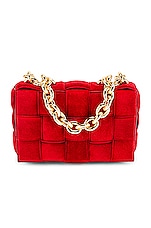 Bottega Veneta Chain Cassette Bag in Dark Red & Gold, view 3, click to view large image.