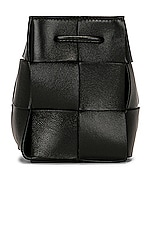 Bottega Veneta Mini Cassette Bucket Bag in Black & Gold, view 3, click to view large image.