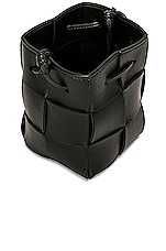 Bottega Veneta Mini Cassette Bucket Bag in Black & Gold, view 5, click to view large image.