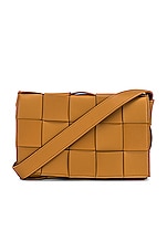 Bottega Veneta Cassette Crossbody Bag in Caramel & Gold, view 1, click to view large image.
