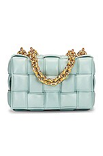 【BOTTEGA VENETA】Lambskin Leather Cassette Bag Teal Washed Bottega Veneta Chain Cassette Bag in Teal Washed & Gold | FWRD