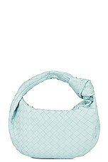 Bottega Veneta Teen Jodie Bag in Teal Washed & Gold, view 3, click to view large image.