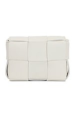 Bottega Veneta Candy Cassette Crossbody Bag in White & Gold, view 4, click to view large image.