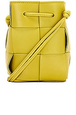 Bottega Veneta Mini Cassette Bucket Bag in Kiwi & Gold, view 1, click to view large image.