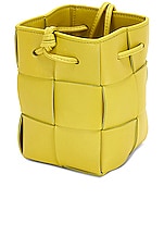 Bottega Veneta Mini Cassette Bucket Bag in Kiwi & Gold, view 5, click to view large image.
