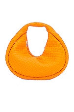 Bottega Veneta Mini Padded Jodie Shoulder Bag in Tangerine & Silver, view 1, click to view large image.