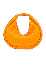 Bottega Veneta Mini Padded Jodie Shoulder Bag in Tangerine & Silver, view 3, click to view large image.