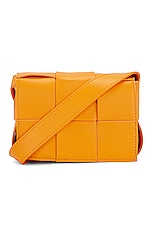 Bottega Veneta Candy Cassette Crossbody Bag in Tangerine & Gold, view 3, click to view large image.
