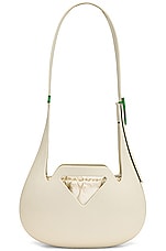 Bottega Veneta Small Moulded Shoulder Bag in White & Parakeet, view 3, click to view large image.