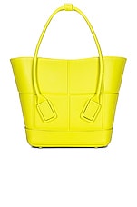 Bottega Veneta Mini Arco Shopping Tote Bag in Kiwi & Silver, view 3, click to view large image.