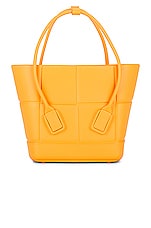 Bottega Veneta Mini Arco Shopping Tote Bag in Tangerine & Silver, view 1, click to view large image.