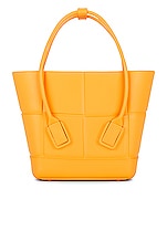 Bottega Veneta Mini Arco Shopping Tote Bag in Tangerine & Silver, view 2, click to view large image.