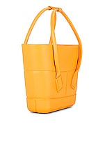 Bottega Veneta Mini Arco Shopping Tote Bag in Tangerine & Silver, view 3, click to view large image.