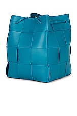 Bottega Veneta Small Cassette Bucket Bag in Blueprint & Gold, view 5, click to view large image.