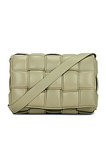 Bottega Veneta Padded Cassette Crossbody Bag in Travertine & Gold, view 3, click to view large image.
