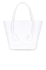 Bottega Veneta Mini Arco Shopping Tote Bag in Chalk & Silver, view 1, click to view large image.