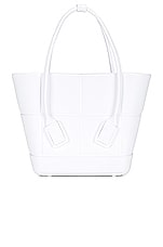 Bottega Veneta Mini Arco Shopping Tote Bag in Chalk & Silver, view 2, click to view large image.